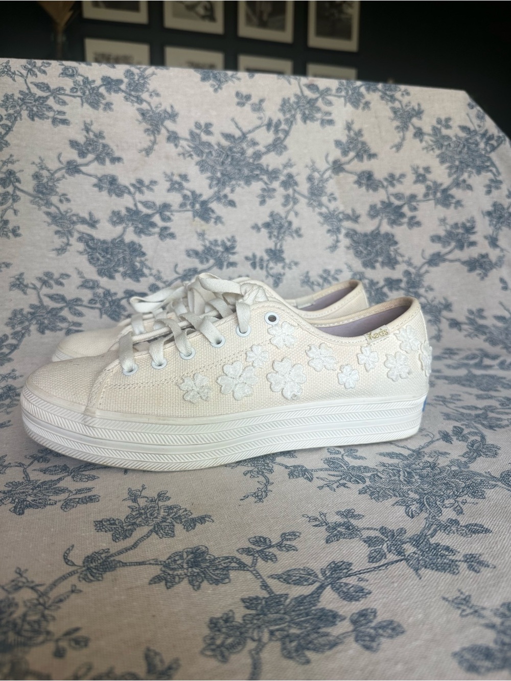 Keds x Kate Spade Women's Cream Floral Embroidered Platform Sneakers